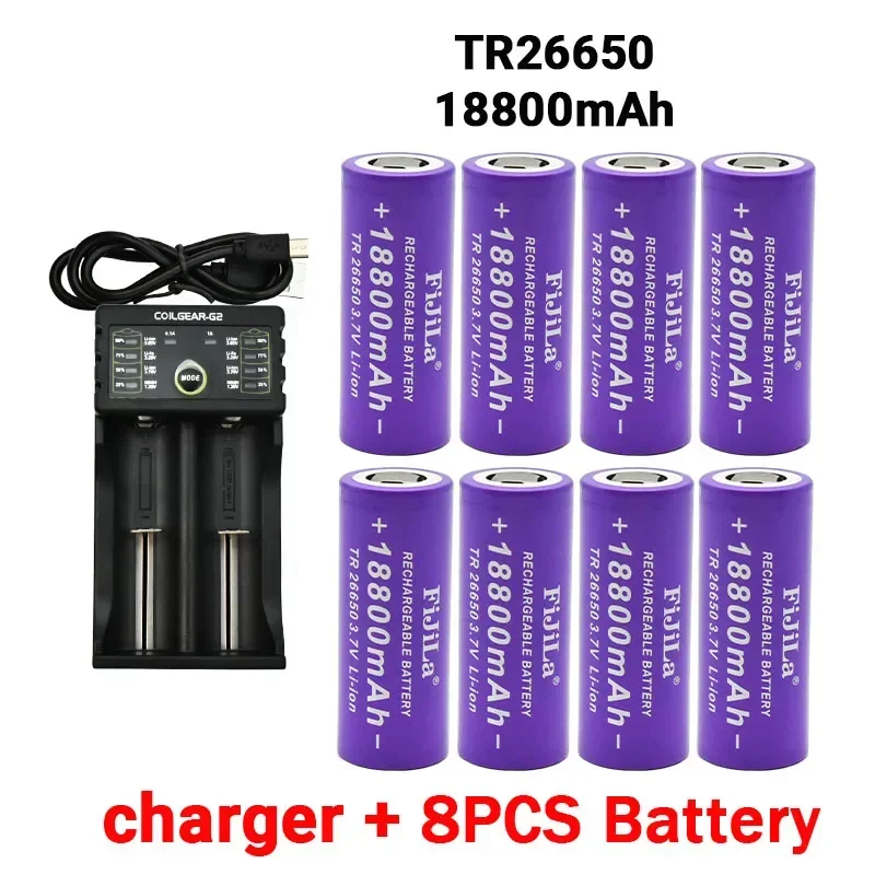 Batería recargable De iones De litio, 26650, 3,7 V, 18800mAh, para lámpara De Poche LED, Torche, acumulador, Chargeur, Nouveauté 26650A: green