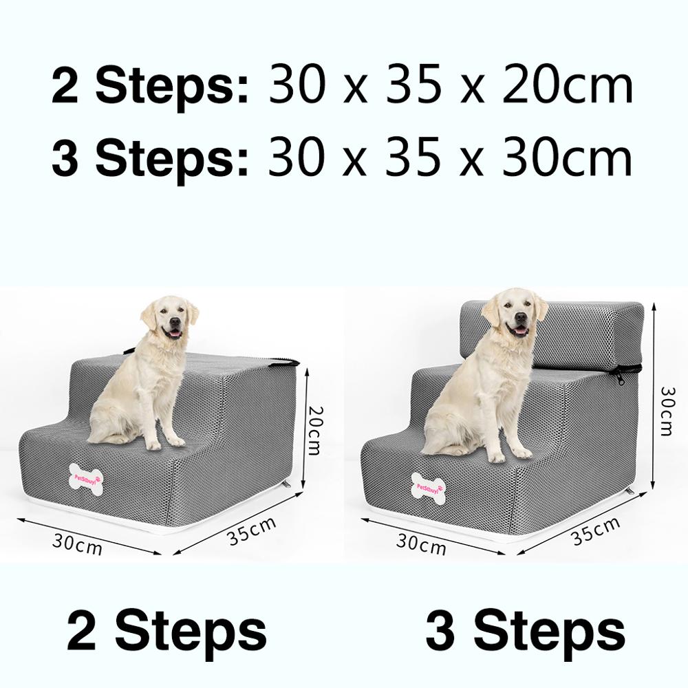 Hond Trap Hond huis Ademend Anti-slip Verwijderbare Huisdier Bed Trappen Hond Oprit 2 Stappen Ladder voor Kleine Honden лестница для собак: F / 3 Steps