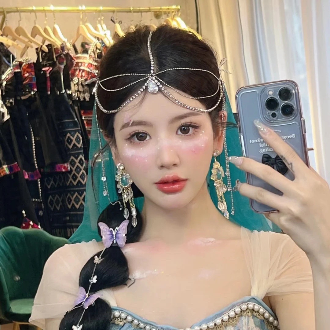 Trendy Charming Rhinestone Head Chain Forehead Headband Idian African Hair Accesories Tiara Headdress BOHO Acessórios De Cabelo