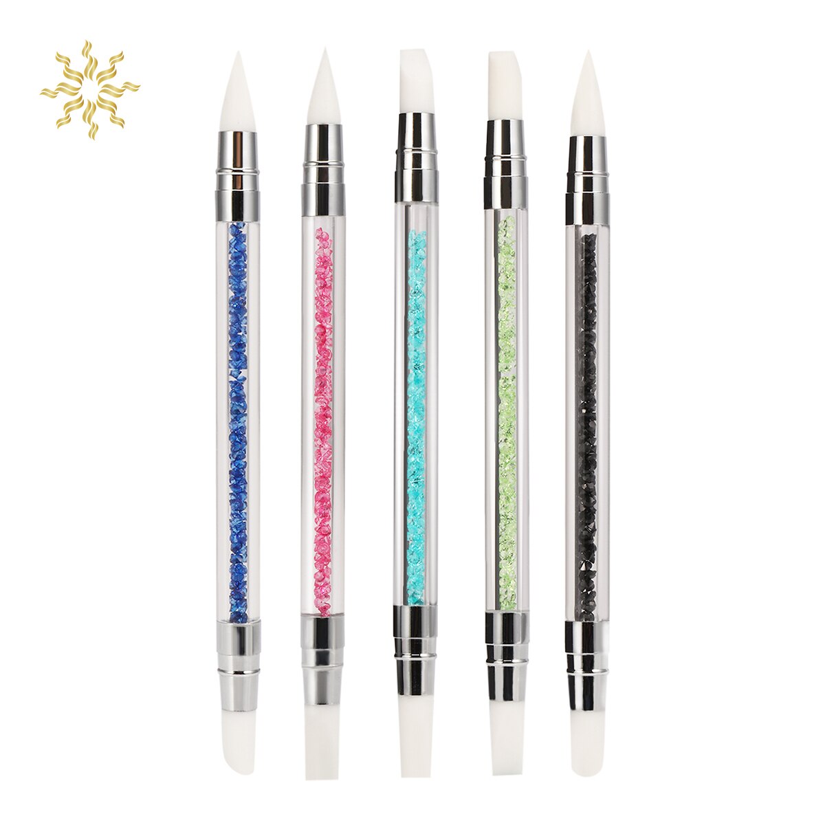 1 Uds doble cabeza escultura grabado repujado punteado pluma Nail Art pintura pincel de silicona Rhinetstone Picking HERRAMIENTA DE MANICURA acrílica