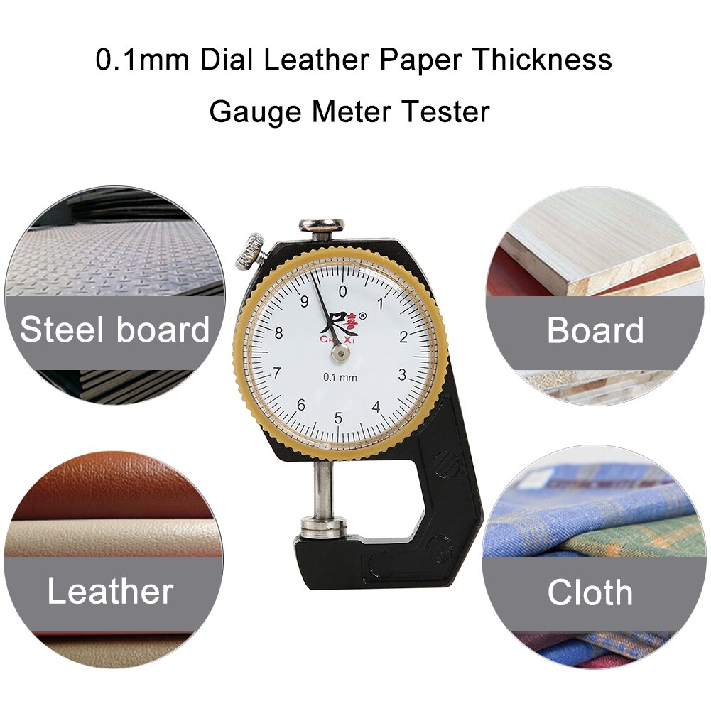 Læderpapir tykkelsesmåler tester 0-10mm/0-20mm 0.1mm dial tykkelsesmåler til læderpapir stålmåler tester