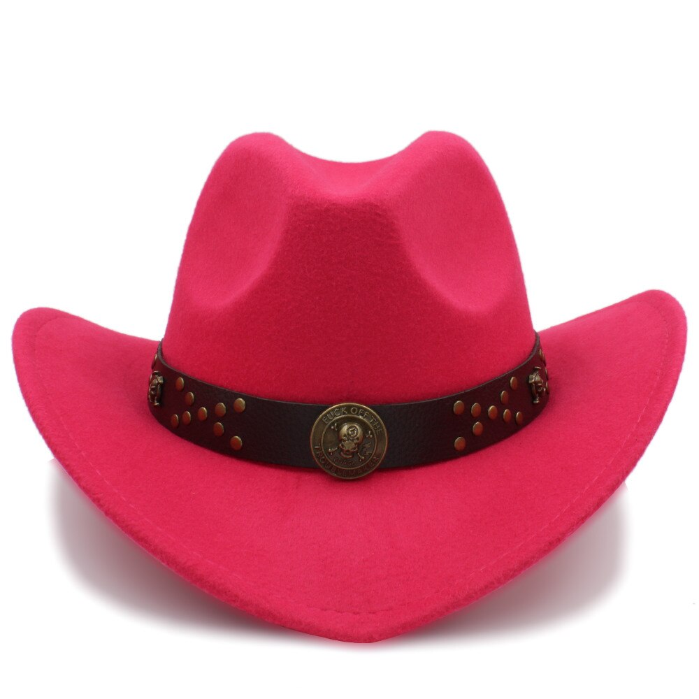Klassisk kvinder uld chapeu western cowboy hat vinter efterår dame dronning jazz cowgirl sombrero hombre steampunk cap størrelse 56-58cm