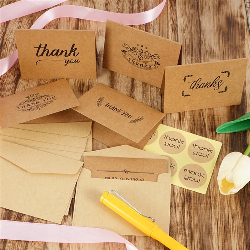100pcs DIY Blank Greeting Cards Kraft Paper Folded Vintage Postcard Christmas Cards Invitation Cards