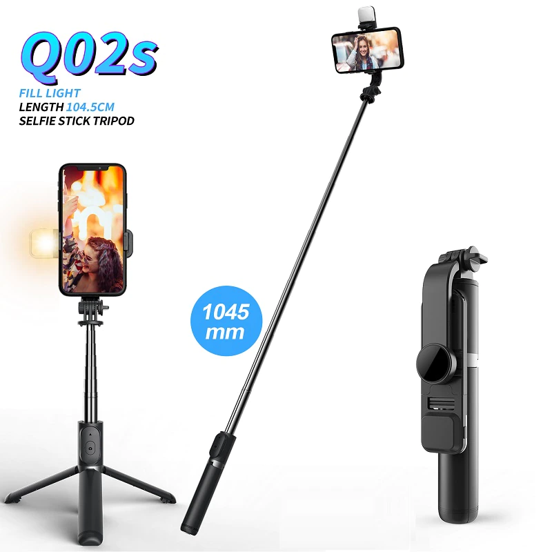 RIOBM Wireless Bluetooth Selfie With Fill Light Shutter Remote Control For IOS Android Stick Foldable Mini Tripod Photograph