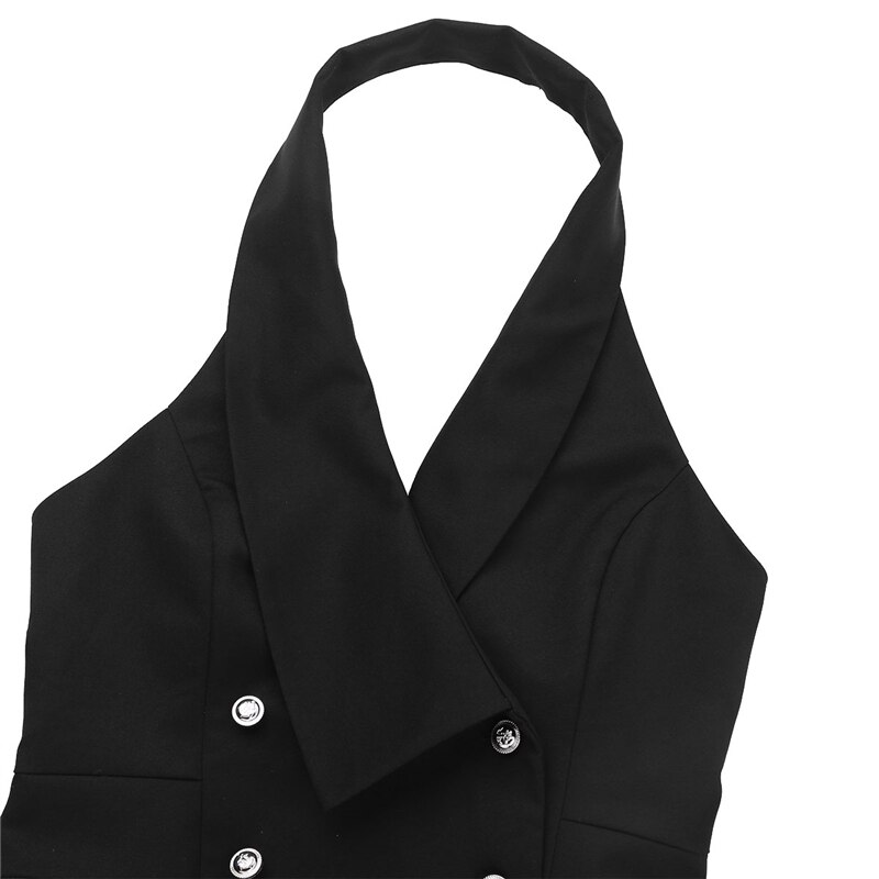 Dam slim fit väst kostymer våren v-ringad rygglös knapp ned klassisk väst väst dam kontorskläder korta skjortor väst