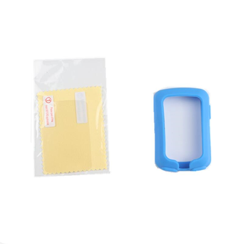 Borde de ciclismo al aire libre 820 funda protectora de goma de silicona para ordenador + película protectora para pantalla LCD para Garmin Edge 820: blue