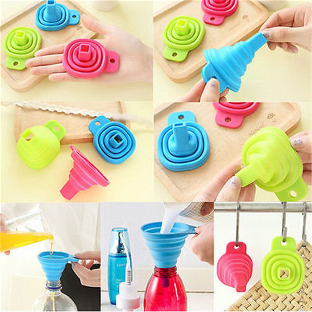 Heat-resistant silicone funnel for cooking practical gel foldable folding funnel kitchen tool