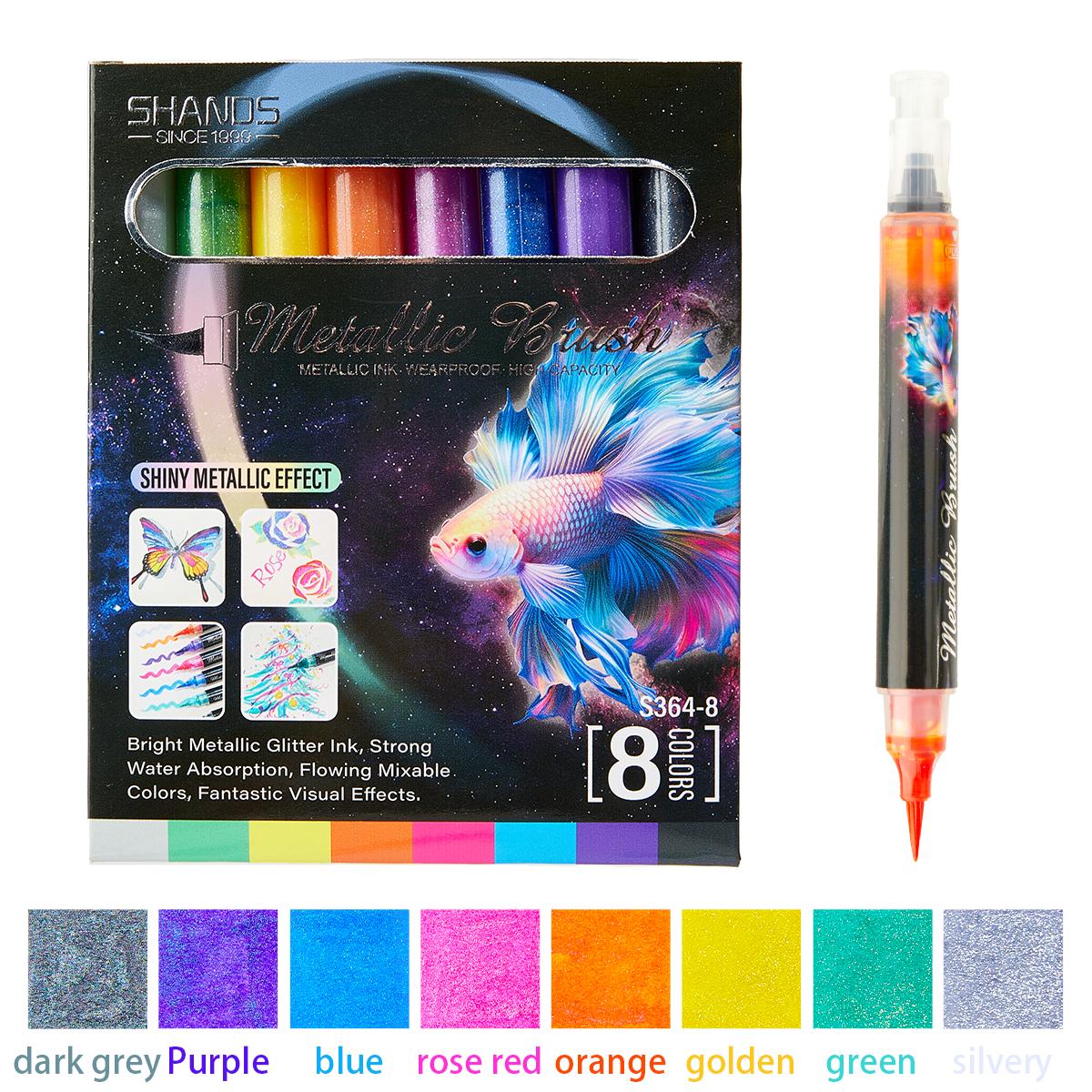 8 Stück Click Flash Markierungsstift DIY Album Stift Handjournal Grußkarte Schreiben Flash Pen geeignet für Malerei Weihnachten H: Default Title