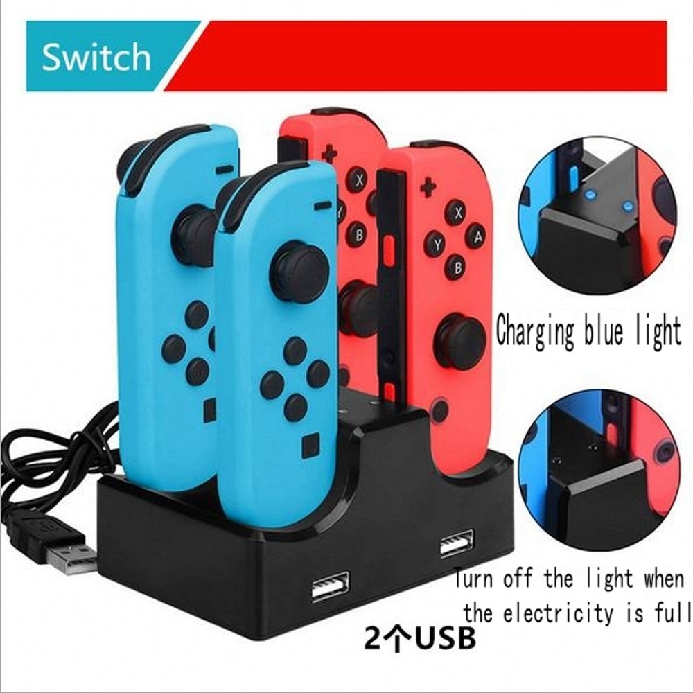 Joy-Con caricabatterie Dock Station supporto di ricarica a LED Con cavo Micro USB per Console Nintendo Switch