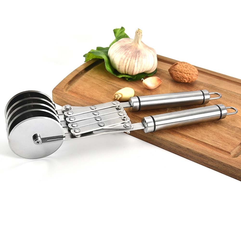 Stainless Steel 5 Wheels Roller Pizza Cutter Dough Divider Kitchen Bakeware Tool Great for cutting brownies cookies cake orpasta