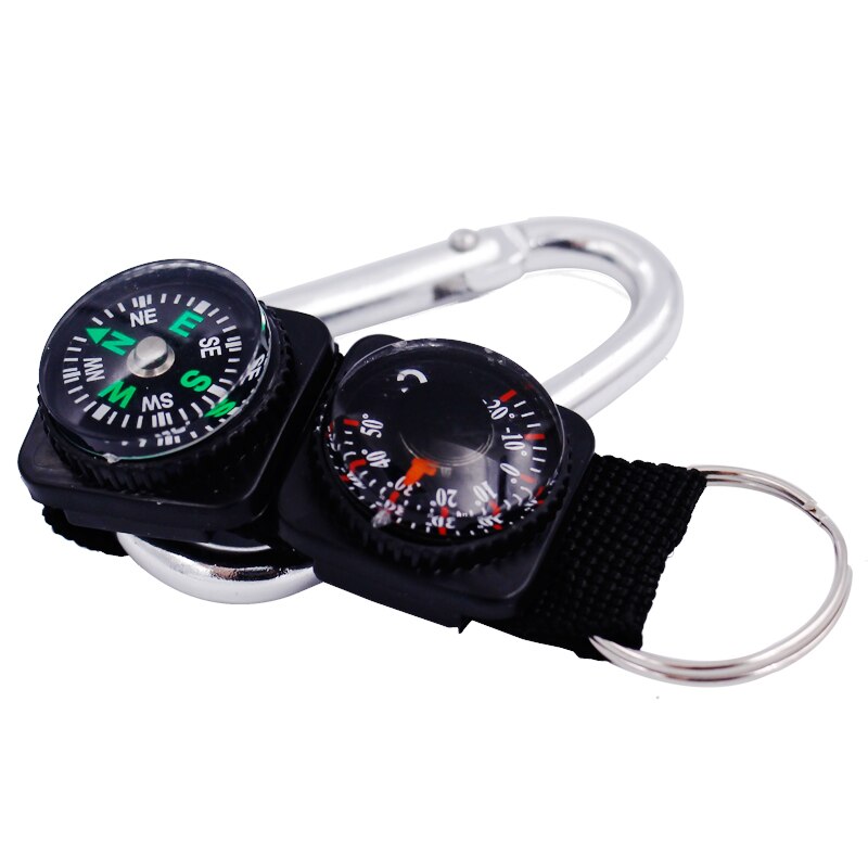 Mini nyckelring multifunktion camping kompass termometer utomhus klättring temperatur testare hjälper överlevnad enhet 40% av