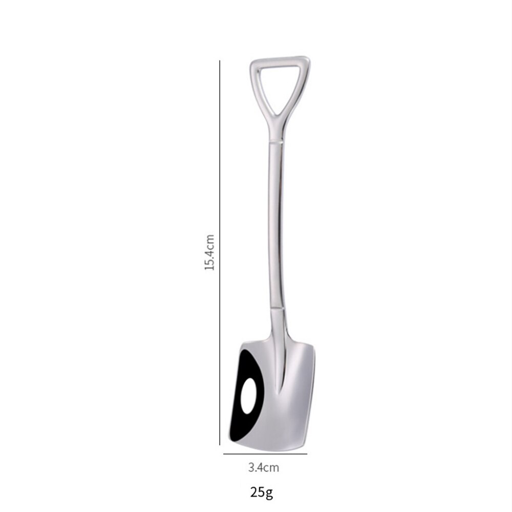 Rustfritt stål jern spade skje kaffe is skje engineering spade retro søt firkantet hode skje kjøkkenutstyr: En