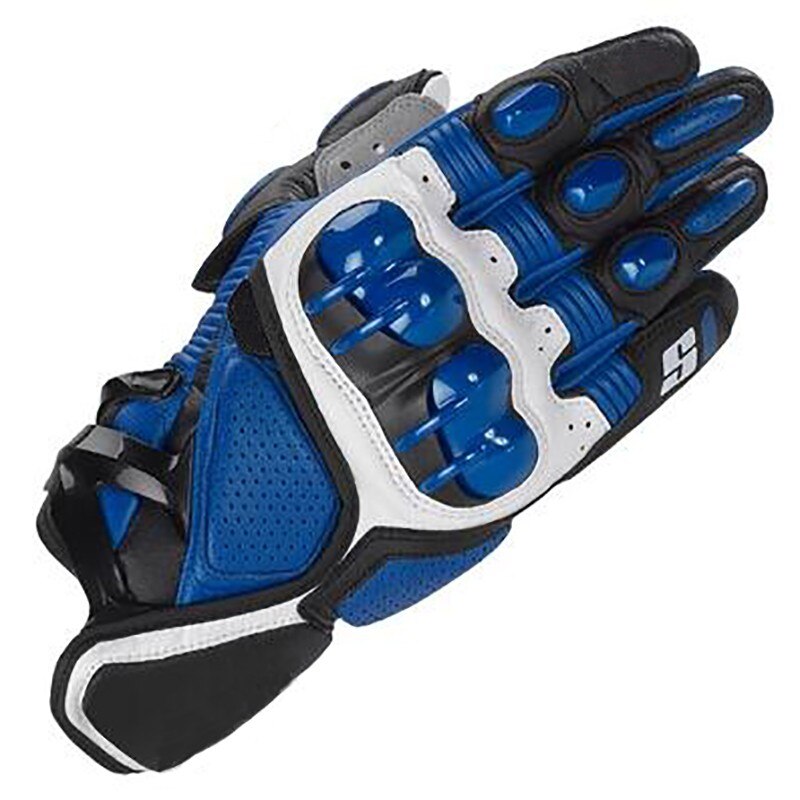 Moto gp pro S1 Racing Gloves Alpine Motocross Motorcycle Short Gloves Black Stars Leather Motorbike Gloves: Blue / L