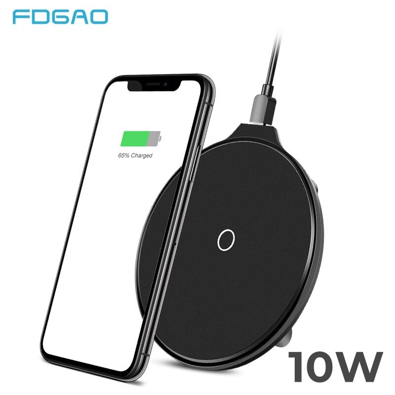 Fdgao qi carregador sem fio para iphone 11 pro x 8 plus xr xs max samsung s10 s9 para huawei xiaomi 10 w carregamento rápido doca estação