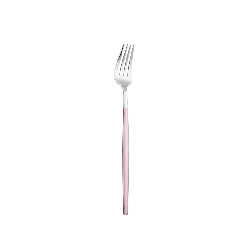 Kök rosa bestick servis set 304 rostfritt stål bestick hem gaffel sked kniv middag set lyx bestick set: Dessertgaffel