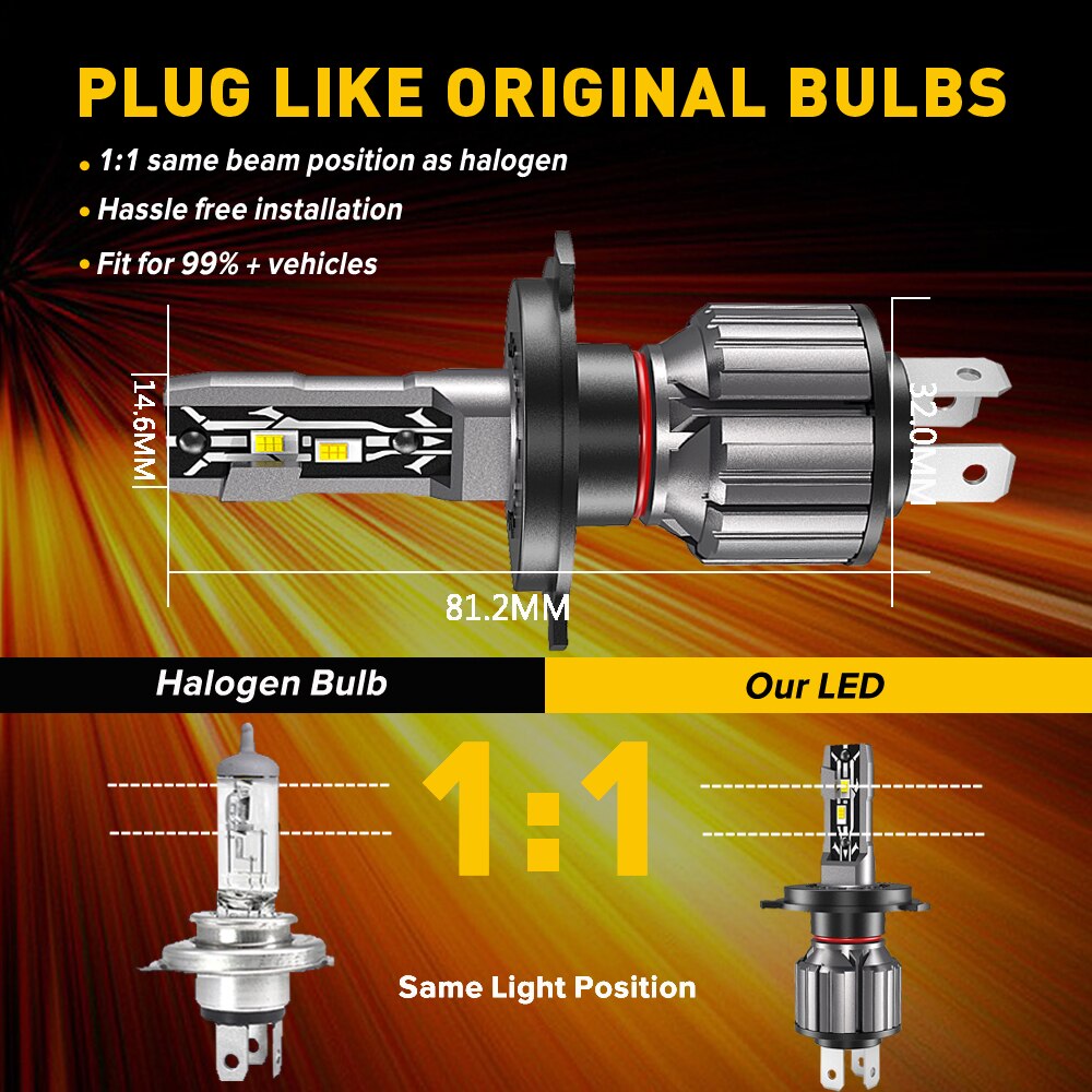 2 sztuk H4 9003 HB2 H7 H11 H8 H9 światło przeciwmgielne LED żarówki 9005 HB3 9006 HIR2 Auto reflektor główny u nas państwo lampy 6500K 12V LED reflektor samochodowy
