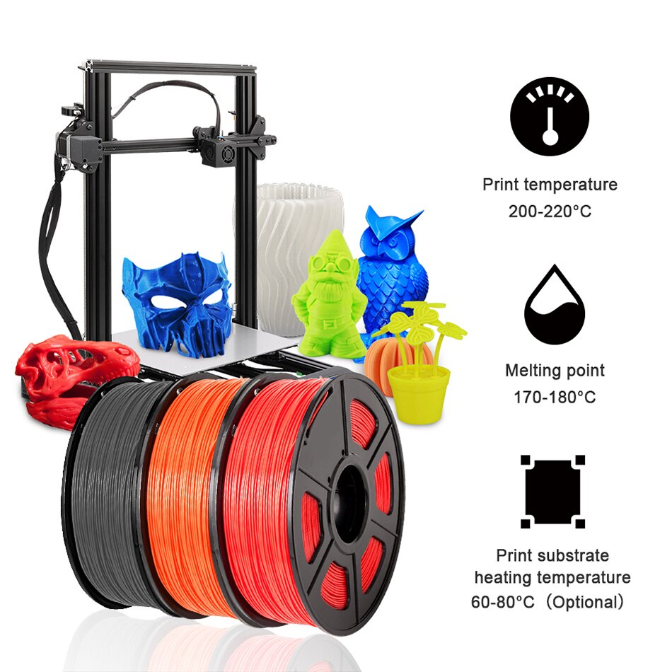 PETG-Filament 3D, imprimante 3D, précision dimensionnelle + translucide-1.75mm, Filament PETG, 0.02mm, 1KG, 2,2 lb