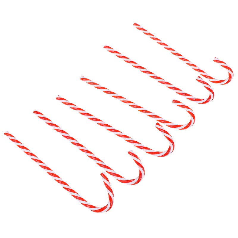 6Pcs Plastic Candy Cane Ornaments For Festival Party Xmas Christmas Tree Hanging Decorations