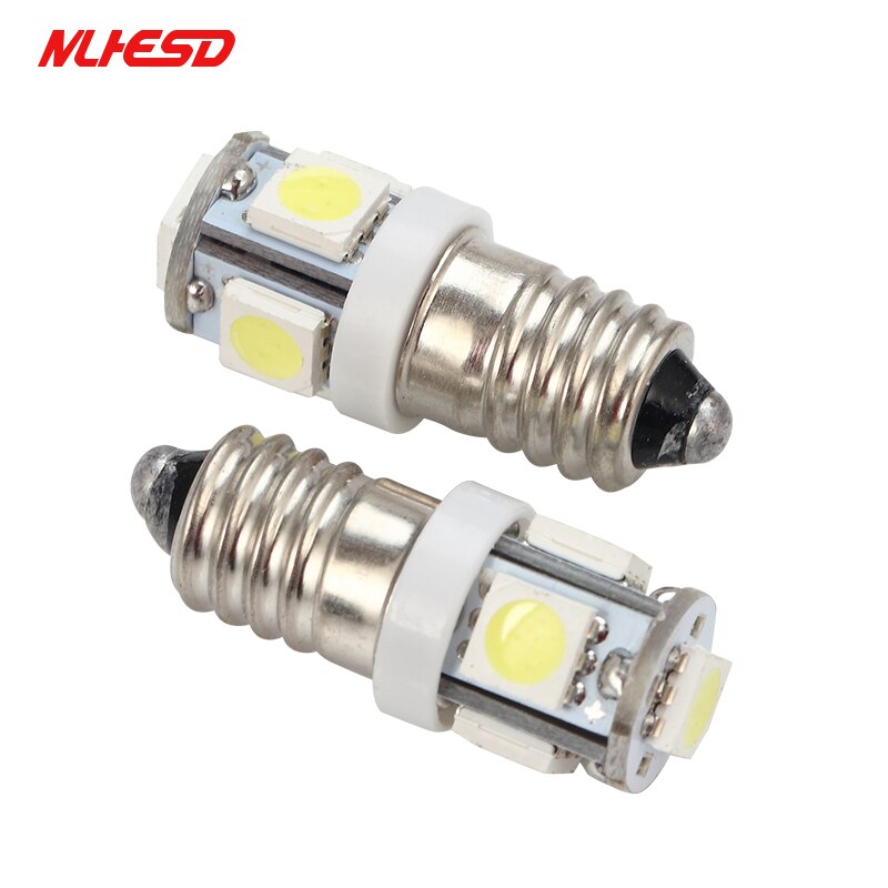 2 uds 6V E10 5050 5 SMD luz LED trasera de coche luz de lectura de marcha atrás blanco cálido hielo azul Rosa verde amarillo rojo