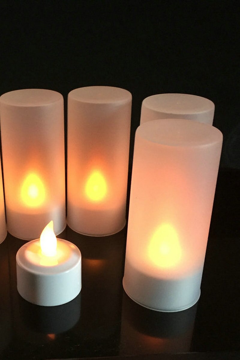 Lot de 4 télécommande led Rechargeable photophore bougies LED givré sans flamme changement de couleur bougie lampe fête mariage-multicolore