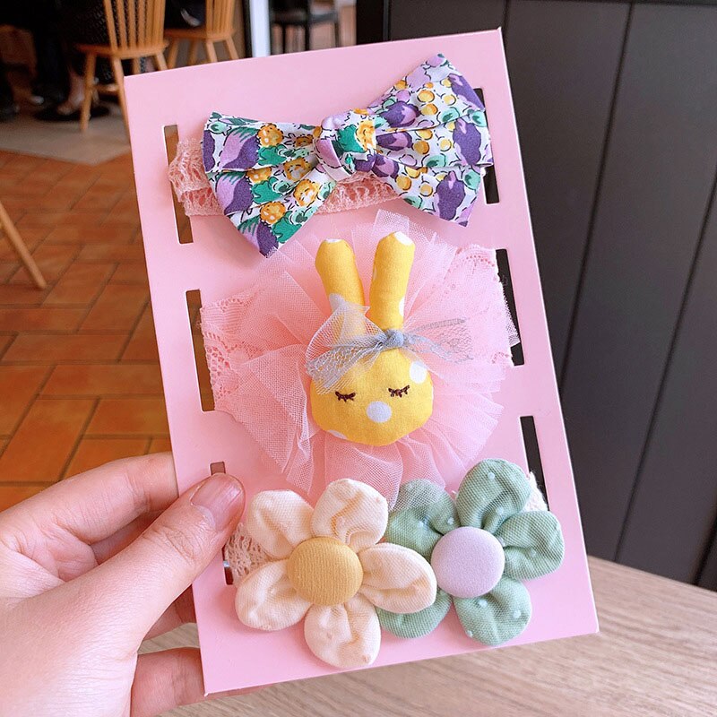 3 stk/sett nydelige blonder blomster baby pannebånd sløyfe prinsesse baby jente pannebånd spedbarn småbarn hårbånd baby hår tilbehør: Stil 7 sett