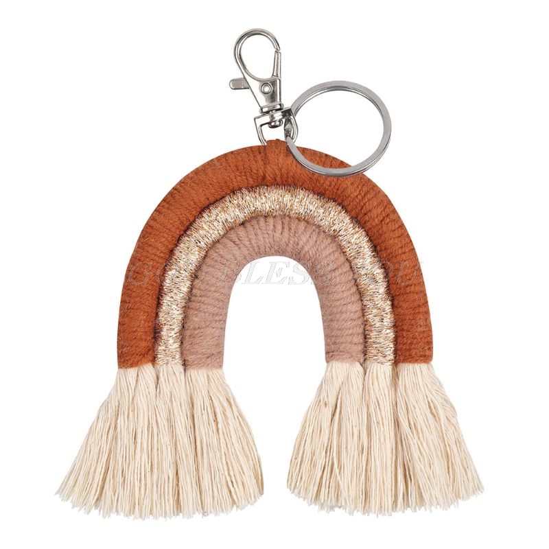 Vævning regnbue nøgleringe til kvinder boho håndlavet nøgleholder nøglering macrame taske charme bil hængende smykker: Tast 46