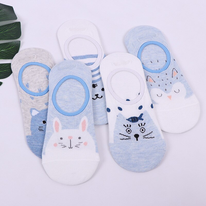 Colourful Kawaii Cat Rabbit Boat Socks Women Ins Cartoon Cute Sweet Socks Slippers Novelty Funny Couple Pink Socks Pop Socket
