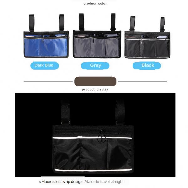 SINBLUE Bolsa para silla de ruedas con reposabrazos negro bolsa lateral para silla de ruedas eléctrica 32,5 x 18 cm resistente al agua bolsa para silla de ruedas Oxford pequeña 