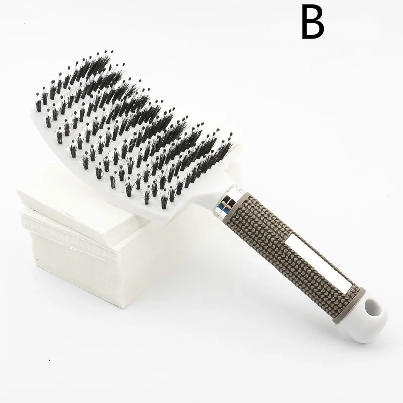Cepillo para desenredar el cuero cabelludo, peine para masaje, cerdas de nailon para mujeres, cepillo mágico para el cabello rizado, herramientas de estilismo para salón de peluquería,: Rojo