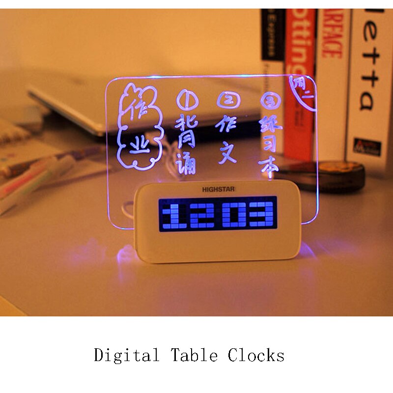 Table numérique en plastique fluorescente, créative, carrée, feuille de Message, horloge de température, son LED, pour ami
