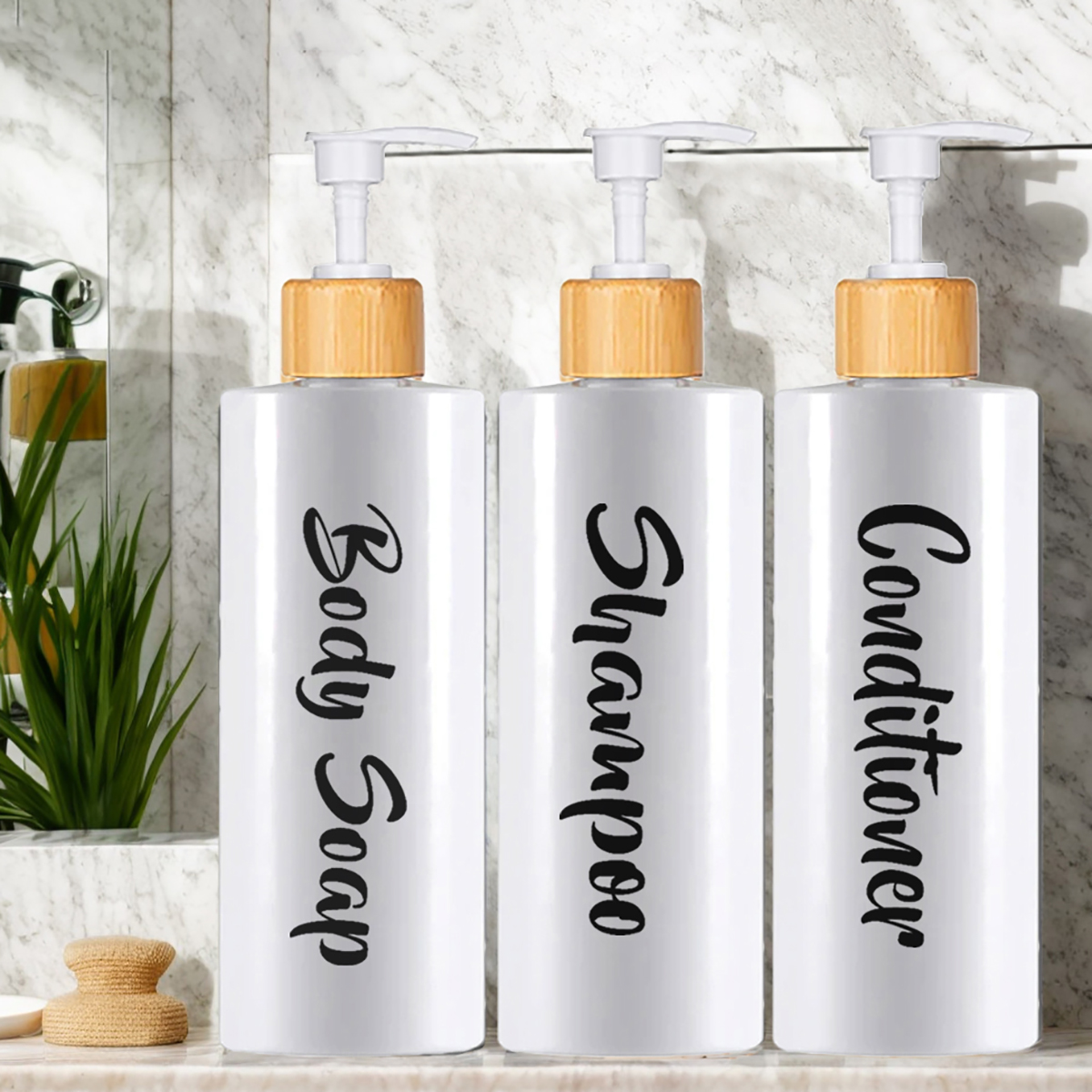 Shampoo Conditioner Bodywash Soap Dispenser Bathroom Shower Soap Dispenser Empty Shampoo Bottle Bathroom Essential: Ivory