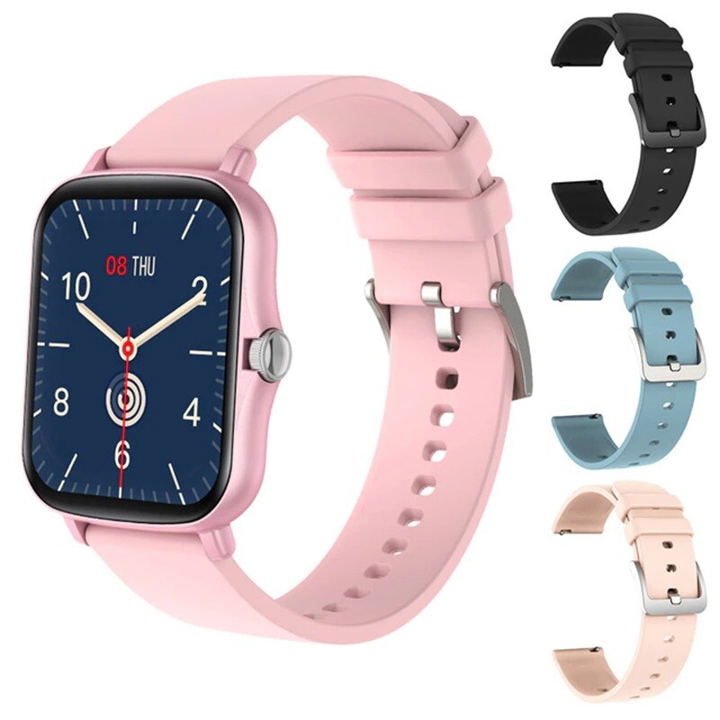 Reloj inteligente Y20 P8 Plus para hombre y mujer, dispositivo completamente táctil de 1,7 pulgadas, resistente al agua IP67, GTS 2, Android e IOS: add 3 strap B