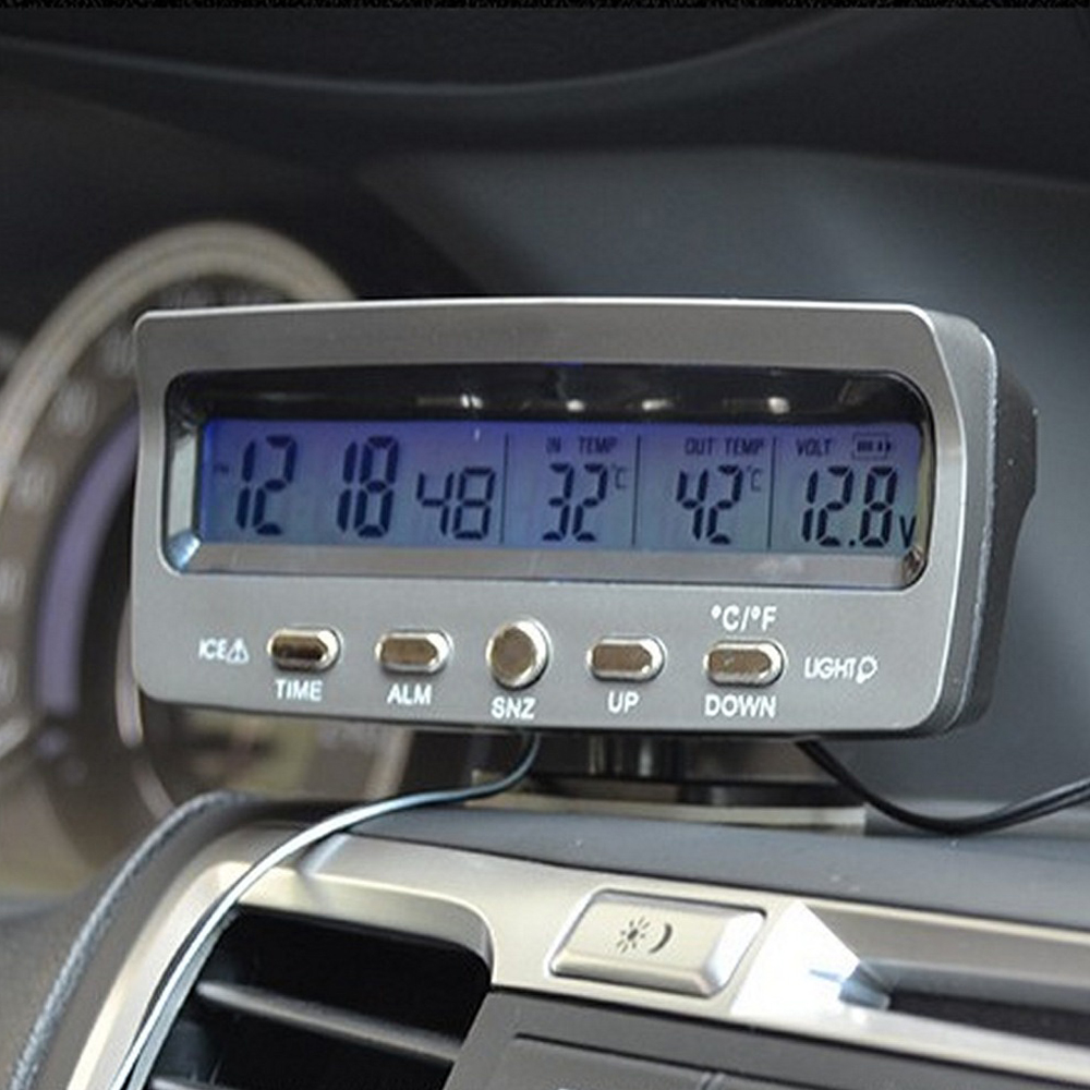 Bil ur termometer hygrometer måler dekoration ornament intern / ekstern temperatur overvågning bil tilbehør