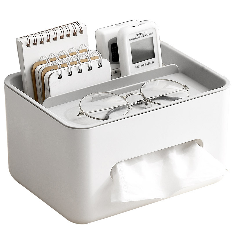 Tissue Boxes Multifunctional Tissue Box Cover Napkin Holder Home Office Remote Control Storage Wipes Case Desk Organizer: gray lid