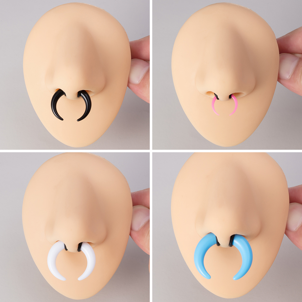 Pince à cône en forme de C en acrylique pour femmes et hommes, anneaux de septum, jauges, cornes de buffle, kit de piercing, extenseur d'étirement, 16G-00G, 2 pièces