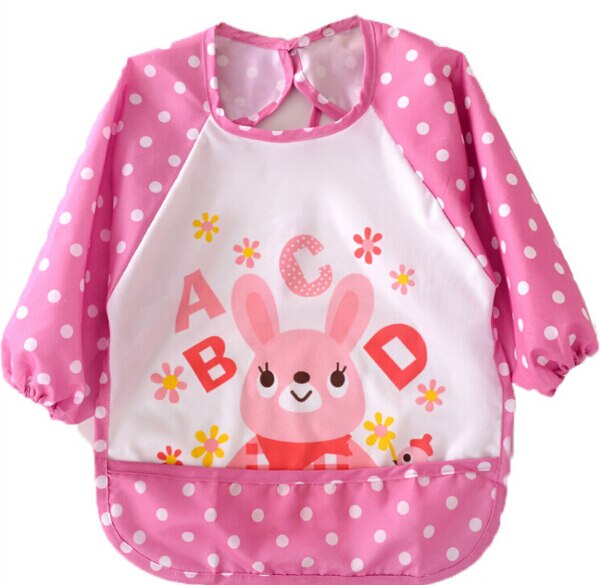 1pc mignon bébé bavoirs imperméable à manches longues tablier enfants alimentation Smock bavoir Burp chiffons vêtements doux manger enfant en bas âge vêtements: E