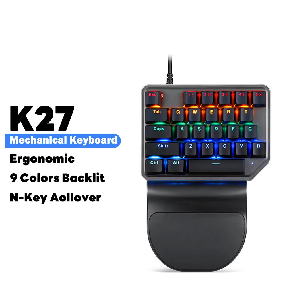 K27 mekaniske numeriske tastaturer kablet enhånds l motospeed numerisk tastatur 27 taster led-bakgrunnsbelyst ergonomisk for bærbar pc: Default Title