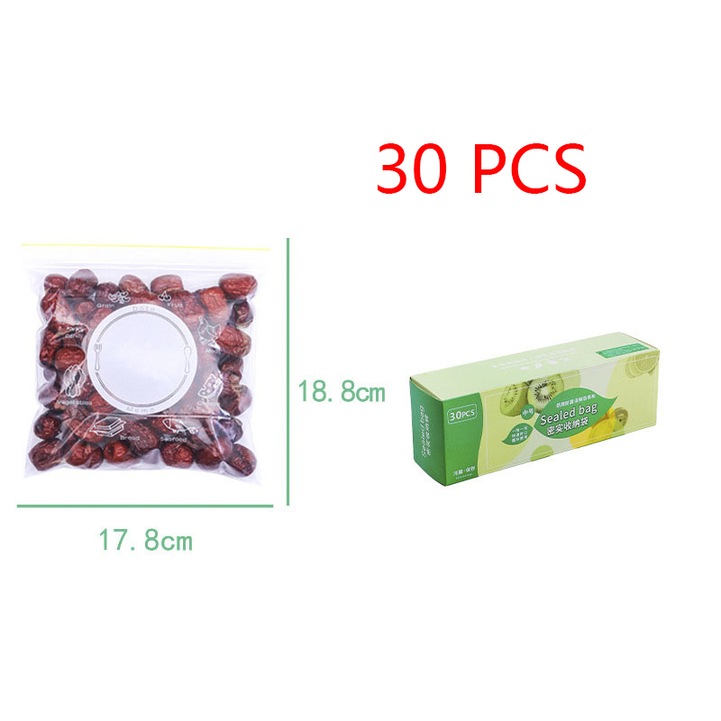 Reusable Fresh-Keeping Zipper Bag Food Plastic Bag Vegetable Fruit Storage Freezing Leakproof Sealed Bags Kitchen Accessories: Single zipper M