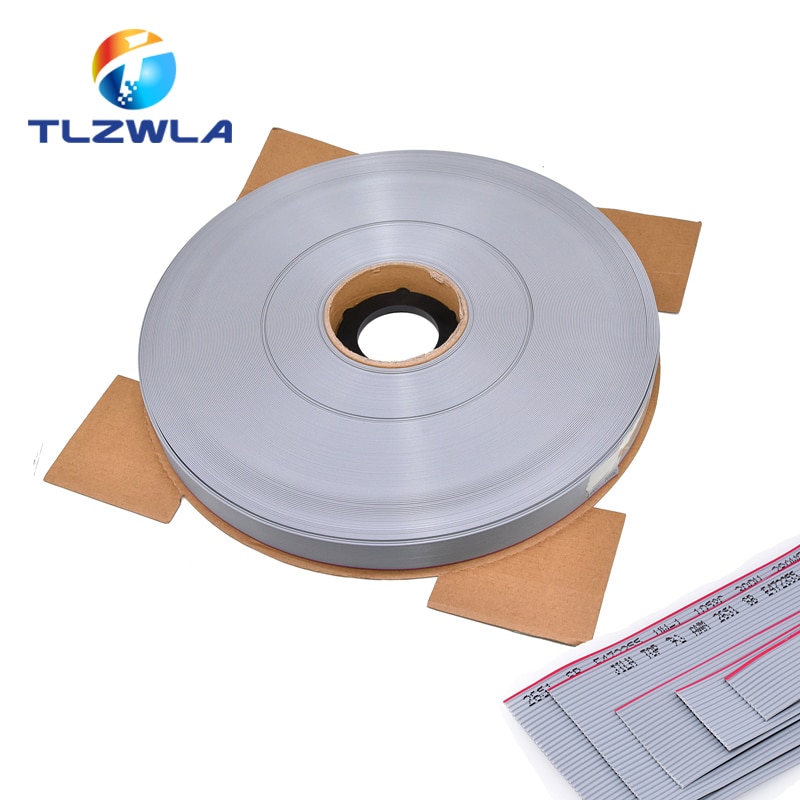 1 medidor 1.27mm que espaçam 8p 10p 12p 14p 16p 20p 26p 30p 40p cabo liso cinzento FC-8 10 16 28awg o fio, para o conector de idc fc 2.54mm