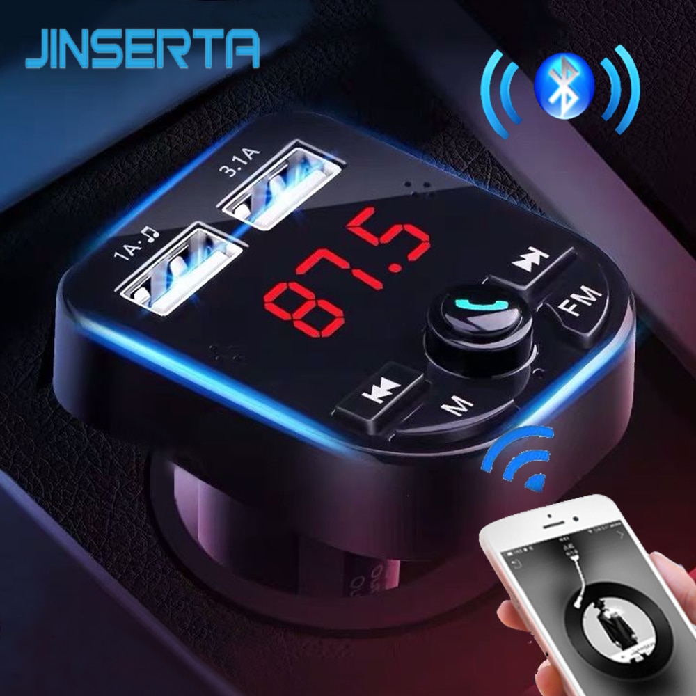 JINSERTA Auto Bluetooth 5,0 Freisprechen FM Sender LCD MP3 Spieler 3.1A USB Ladegerät Unterstützung TF/U Disk Auto Zubehör