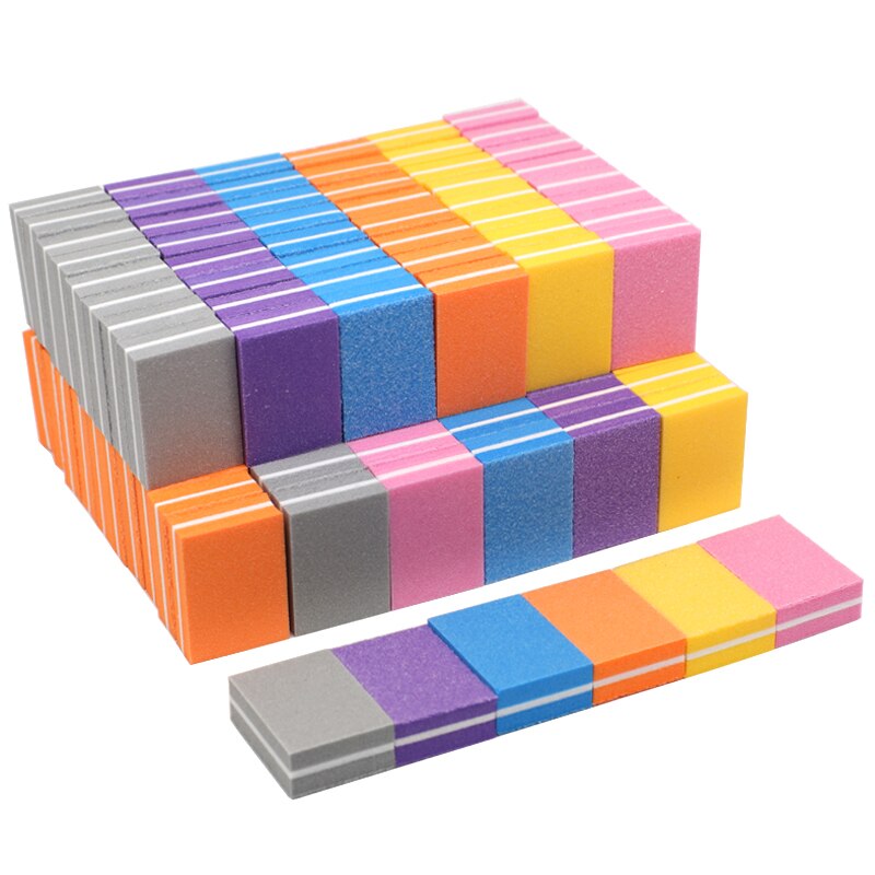 100pcs Mini Nail Buffer Block Sponge Small Nail File Sanding Sandpaper Nail Polish Polisher Nail Art Files Double Side Manicure