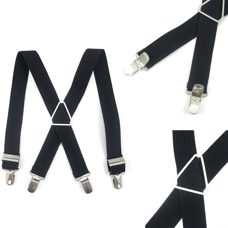 4 Clips Schwarz Farbige herren Hosenträger Für Männer 2,5 cm frauen Hosen Mit Einstellbare Hosenträger Grau
