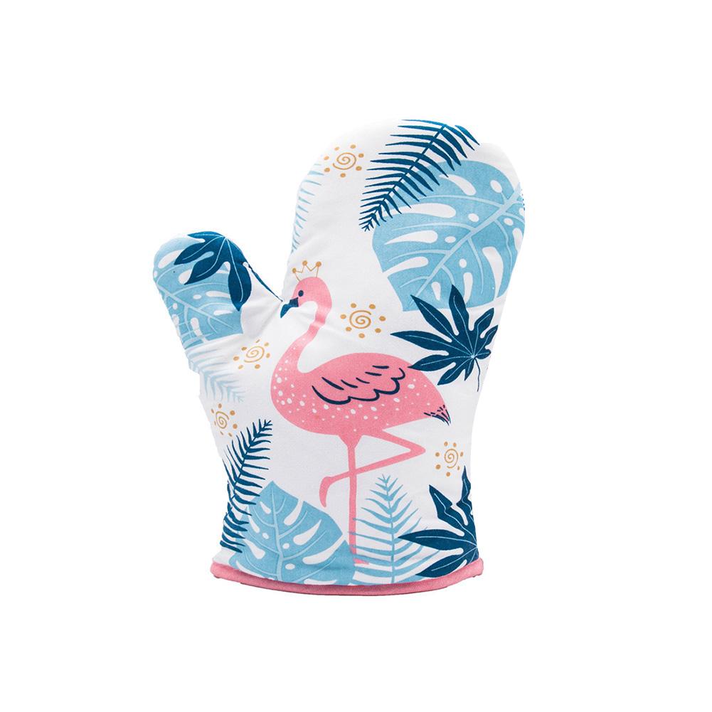 Cotton Flamingo Kitchen Pad Cooking Microwave Baking BBQ Oven Potholders Oven Mitts Kitchen Gloves: White