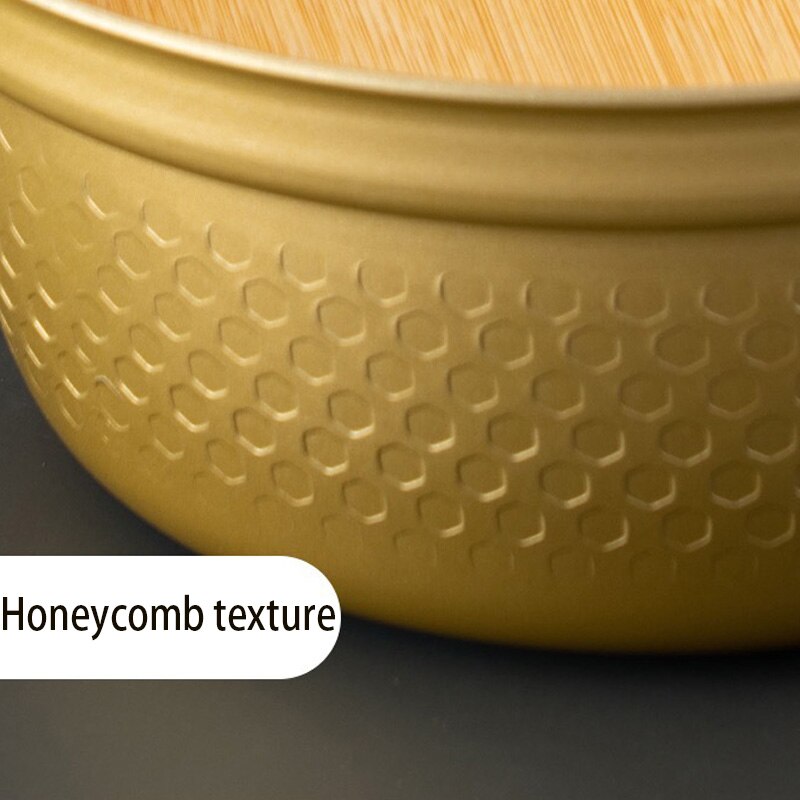 Olla de sopa dorada de 21cm con tapa de bambú, recipiente antiadherente para freír la nieve, cuenco para fideos instantáneos, olla de leche, utensilios de cocina