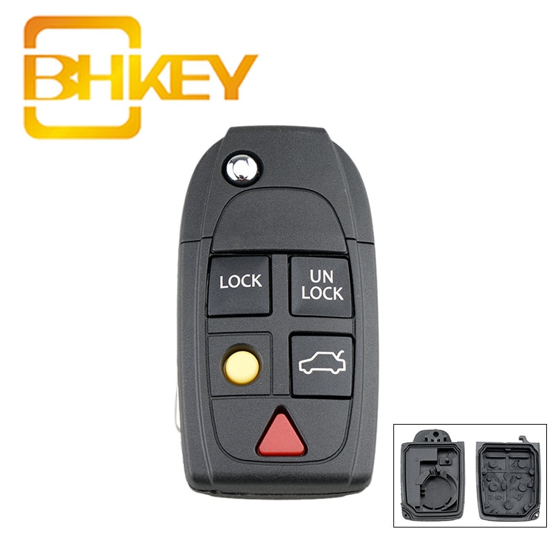 Bhkey 5 Knoppen Vervanging Smart Flip Autosleutel Shell Voor Volvo XC70 XC90 V50 V70 S60 S80 C30 Auto Afstandsbediening sleutelhanger Case