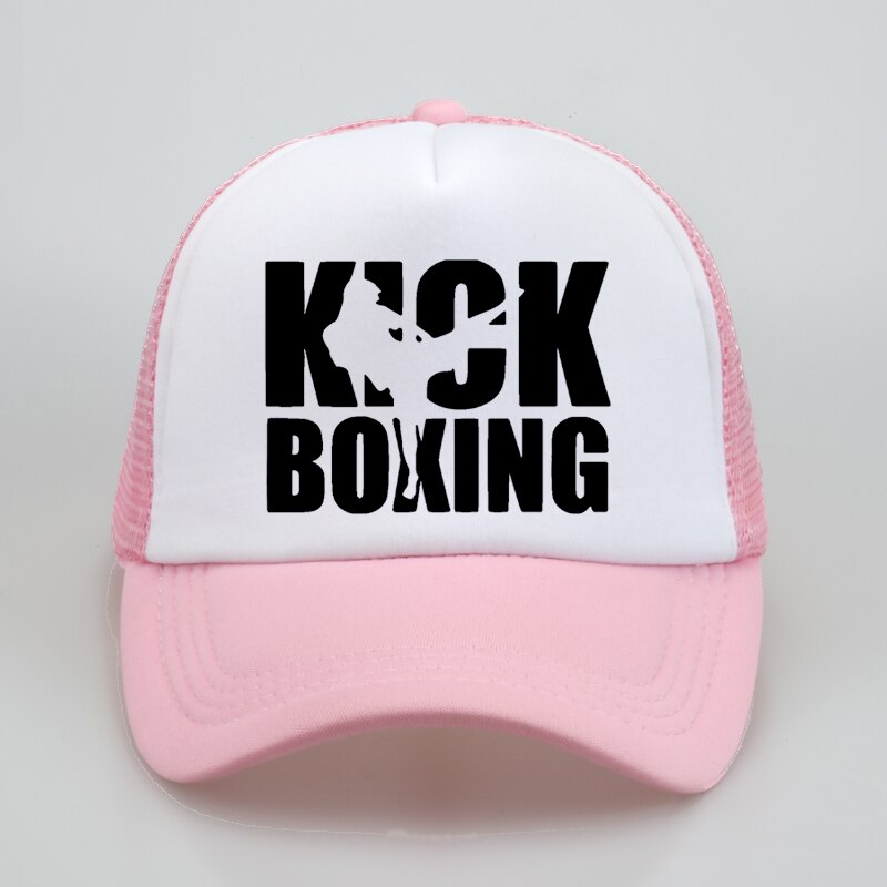 Sommar män kvinnor kick boxare mma baseball keps tryck bokstav cool sommar baseball mesh nät trucker keps pappa hatt: Rosa