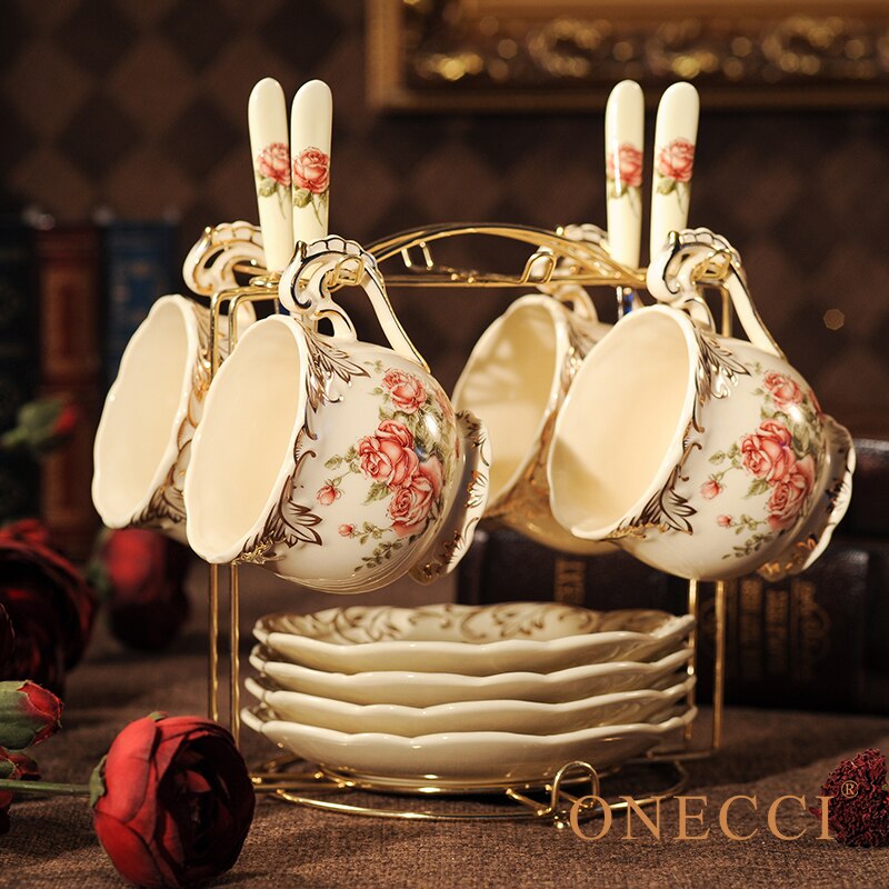 Europæisk porcelæn kaffe kopper sæt kina kinesisk bryllup te sæt hjem dekoration tilbehør
