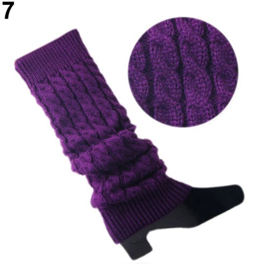 Salg！！ dame & #39 ;s hæklet kabelstrik flettet vinterbenvarmere støvlemanchetter toppers sokker: Lilla