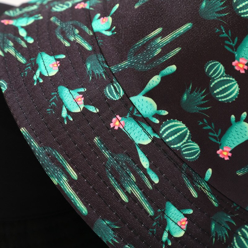 Cappello da pescatore estivo con stampa cactus cappello da donna in cotone moda spiaggia cappelli da suola reversibile uomo bob Chapeau Femme cappello Panama cappello da pescatore