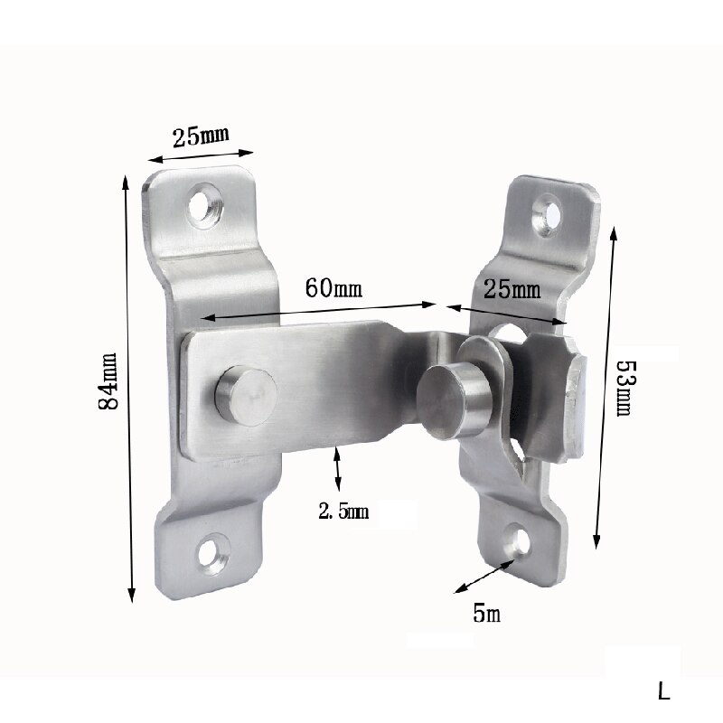 Perno de puerta de madera antirrobo de acero inoxidable, hebilla de bloqueo de cadena de seguridad, Pestillos de gabinete de muebles de ventana de hogar de Hotel, ferretería con broche: 2pcs / L